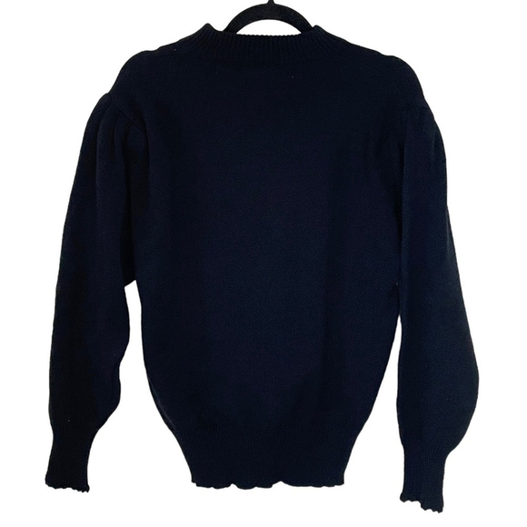 VINTAGE Black & White Floral Embroidered Crew Neck Grandma Core Sweater SZ L - Picture 2 of 11